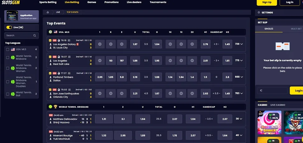 SlotsGem sportspel och odds